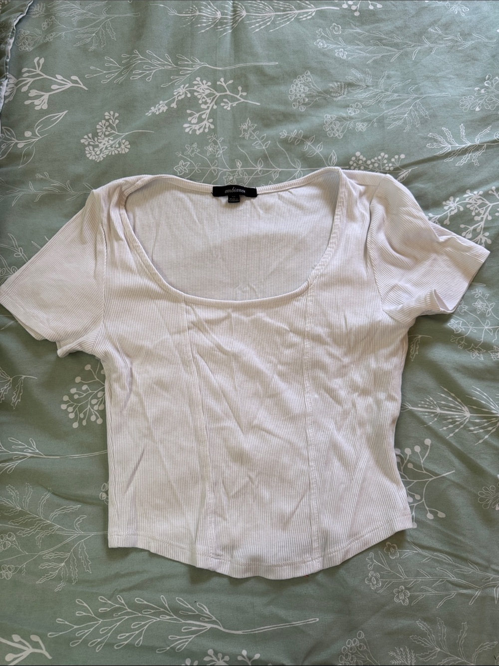 Ambiance White Ribbed Scoop-Neck Crop Top